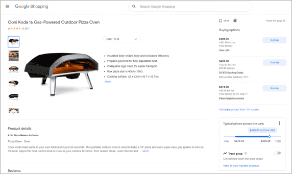 Google Shopping’s ‘Buying options’ push buyers to the sellers’ own website, creating an excellent opportunity for sellers to build their store and brand apart from profit-taking marketplaces.