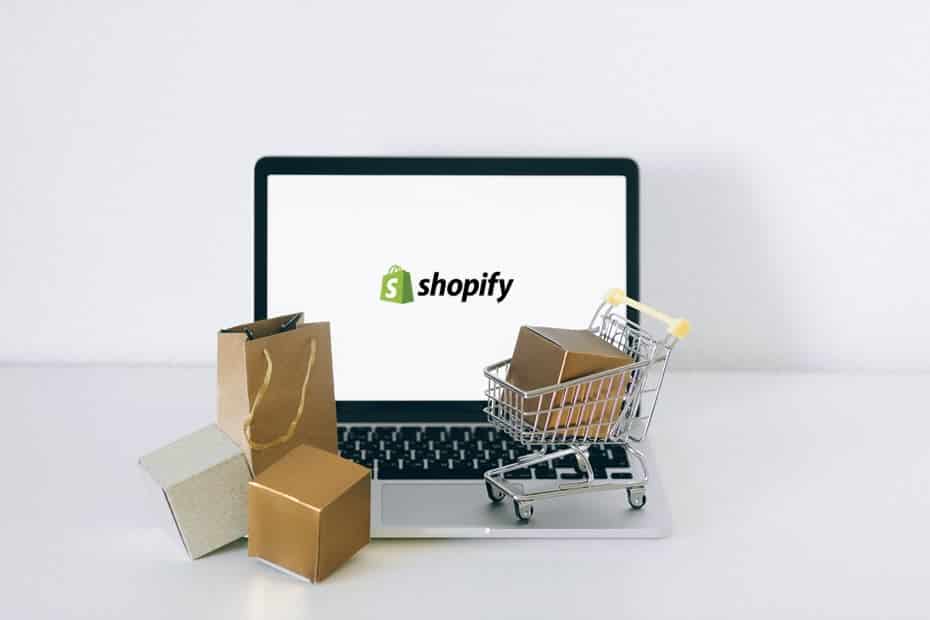 Shopify ecommerce shopping cart on a laptop