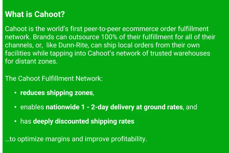 Cahoot Reduces Shipping Zones, Enables Nationwide Ground Delivery in 2 Days or Less Cahoot Reduces Shipping Zones, Enables Nationwide Ground Delivery in 2 Days or Less